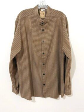 Wah Maker Frontier Clothing Vintage Tan Striped Long Sleeve Button Shirt XL